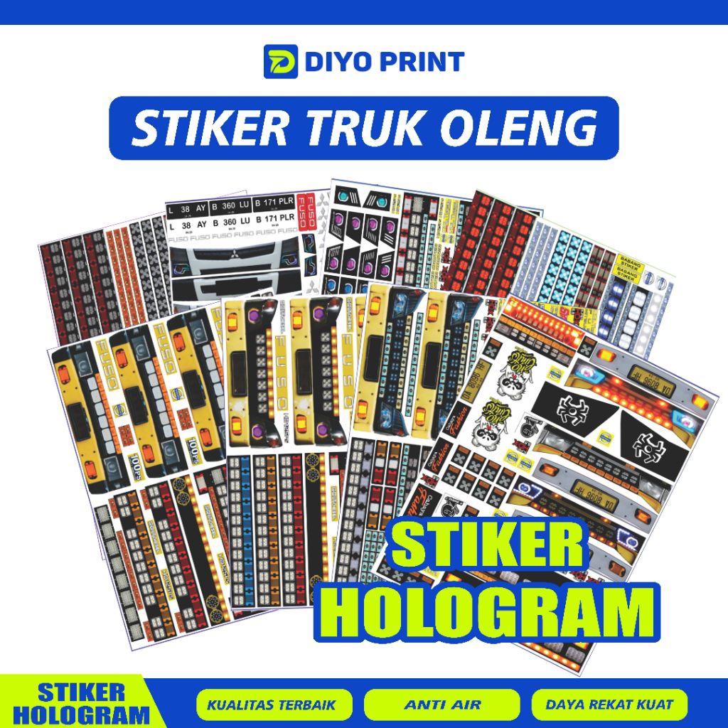 Stiker Miniatur Truk Mainan Truk Oleng Hologram termurah anti pudar anti air