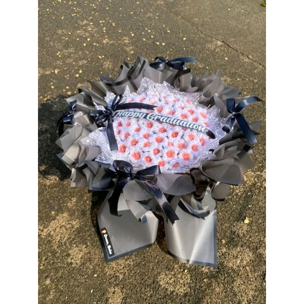 Round buket kawat bulu / buket bunga kawat bulu / buket bunga