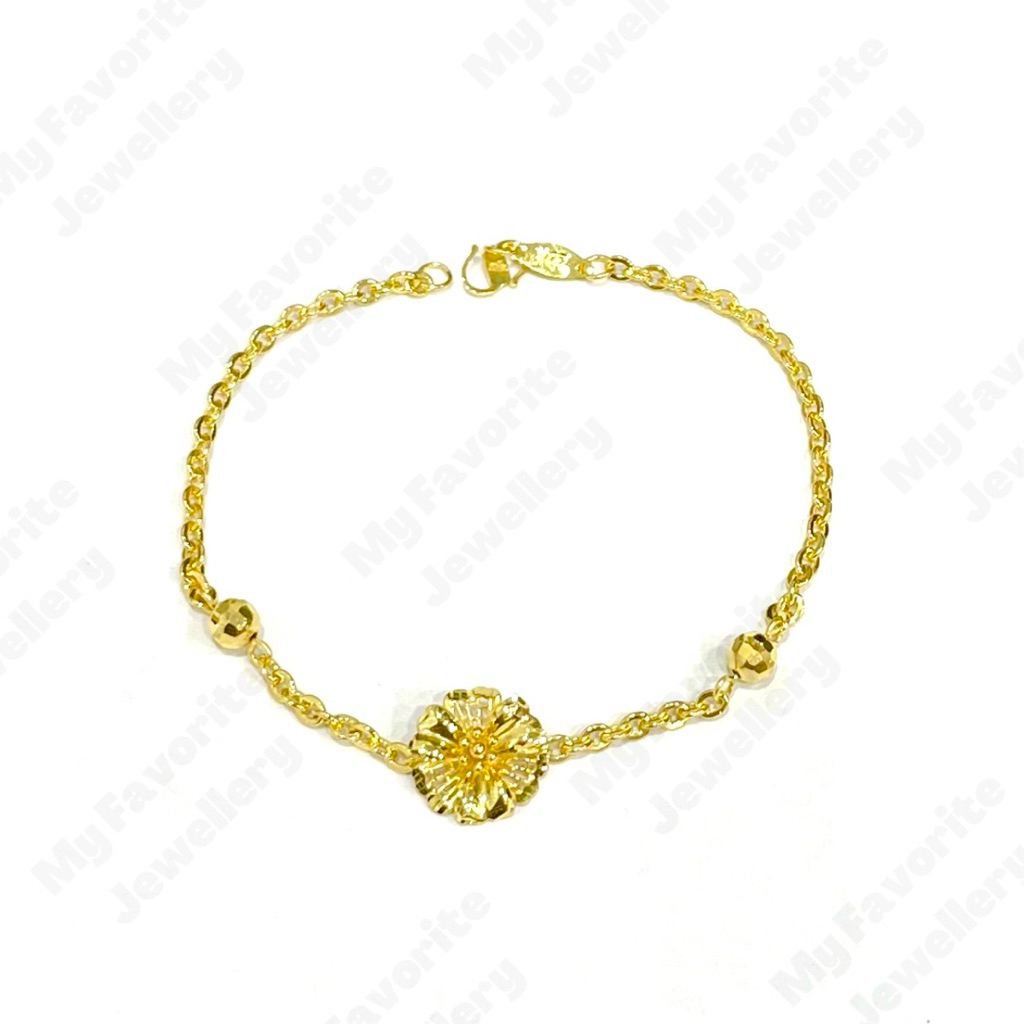 Gelang Fancy Bunga Ad UBS Emas Asli Kadar 875 20K