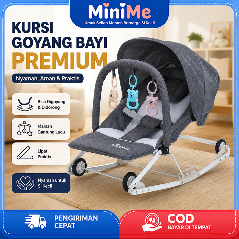 Baby Swing Rocking Chair 2in1 Portable Lipat Diam Beroda Ayunan Bayi Multifungsi Kursi Goyang untuk 