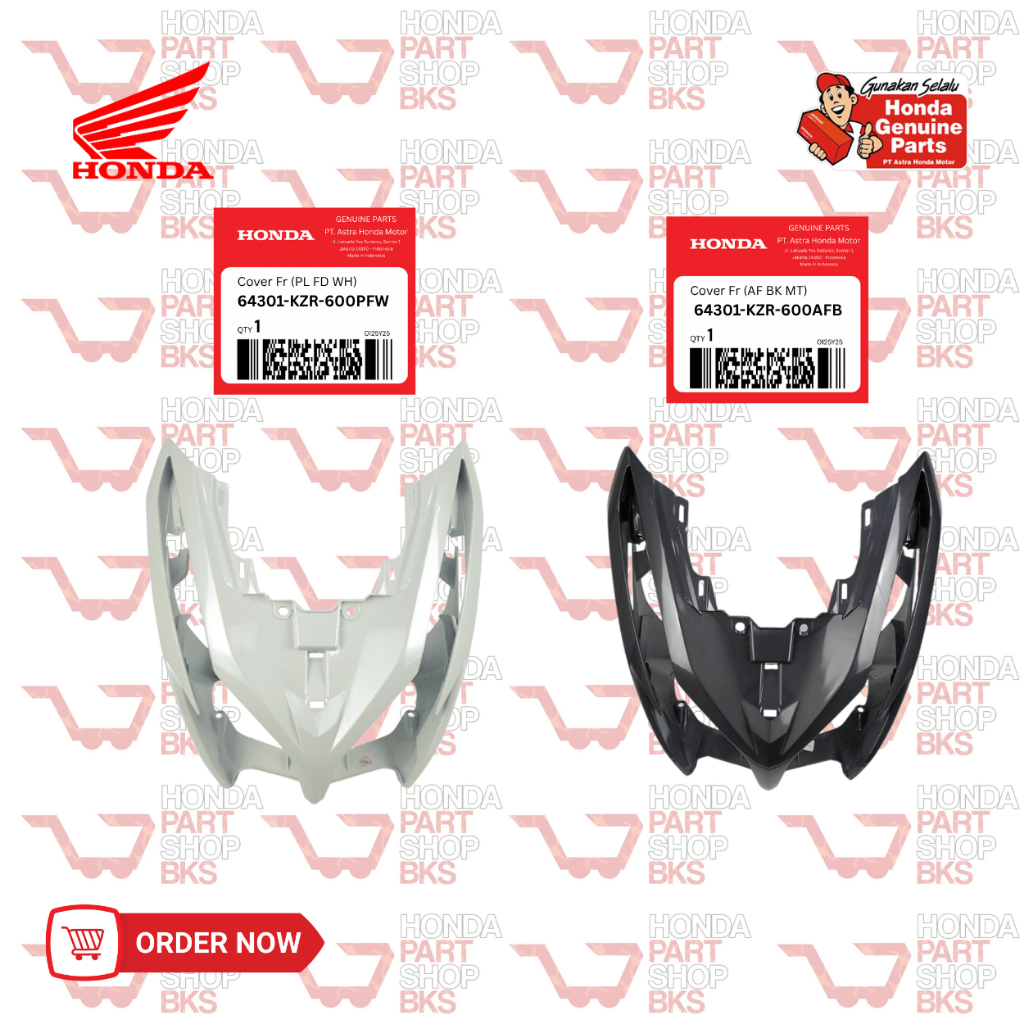 64301-KZR-600PFW 64301KZR600AFB Cover Tameng Depan Putih Grey Hitam Honda Vario Techno 125 Helm-In F
