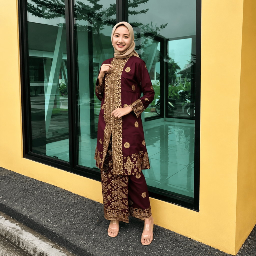 Tina Songket - Couple Kurung Setelan Diandra + Rok Jupri | Bahan Katun Seragaman Batik Kondangan Leb
