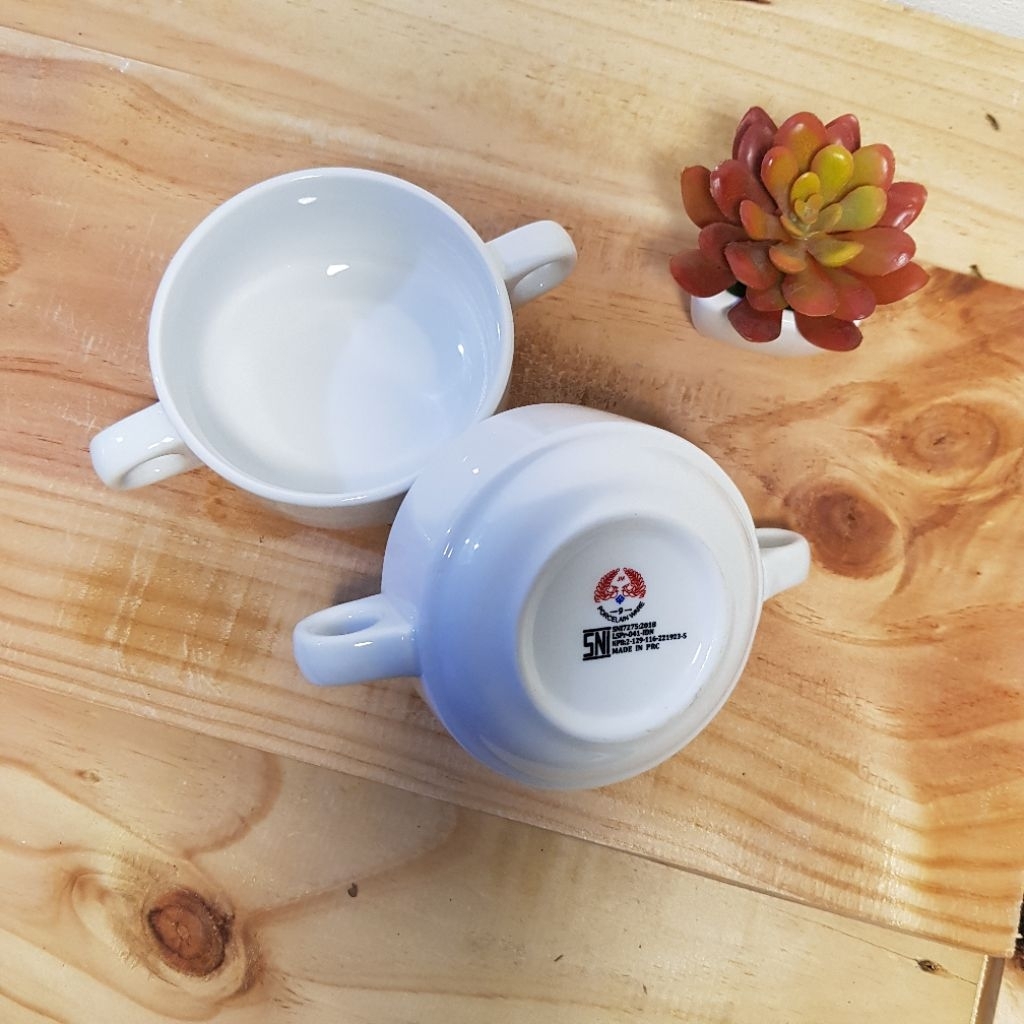 Zuppa cup/Mangkuk zuppa Keramik/Mangkuk keramik bulat/Mangkok gagang/Mangkuk resto hotel/Mangkuk zup