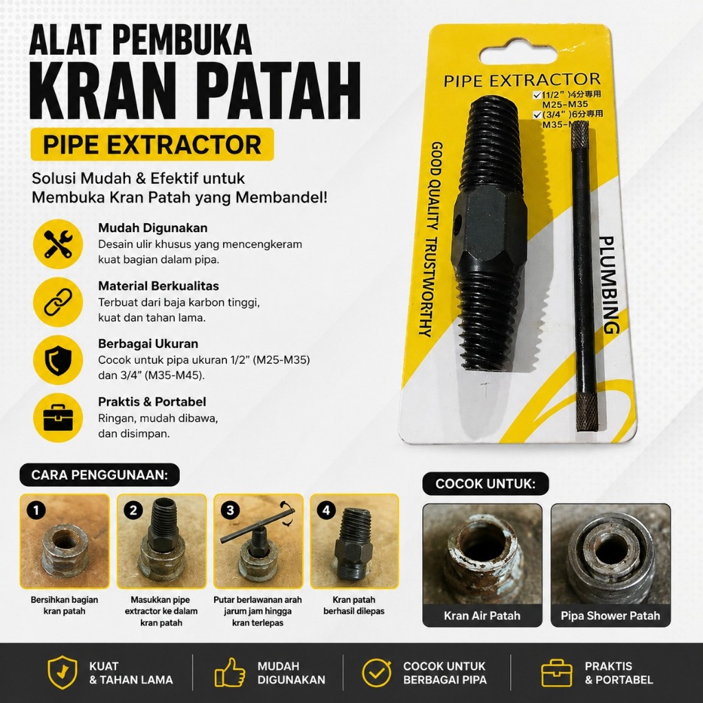 Alat Pembuka Kran Patah - Kunci Pembuka Kran Patah - Pipe Extractor