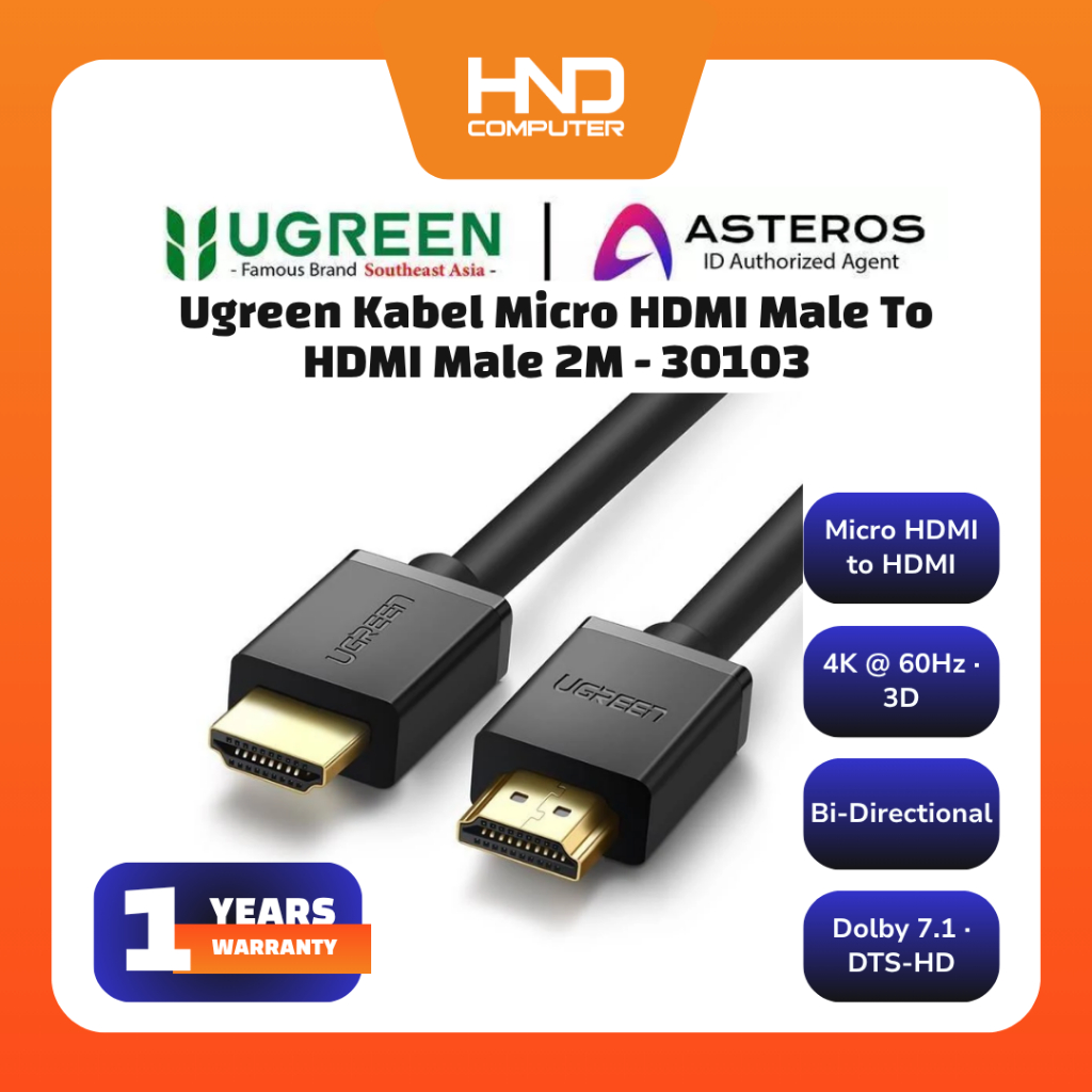UGREEN Micro HDMI to HDMI Cable 2M (Black) - 30103