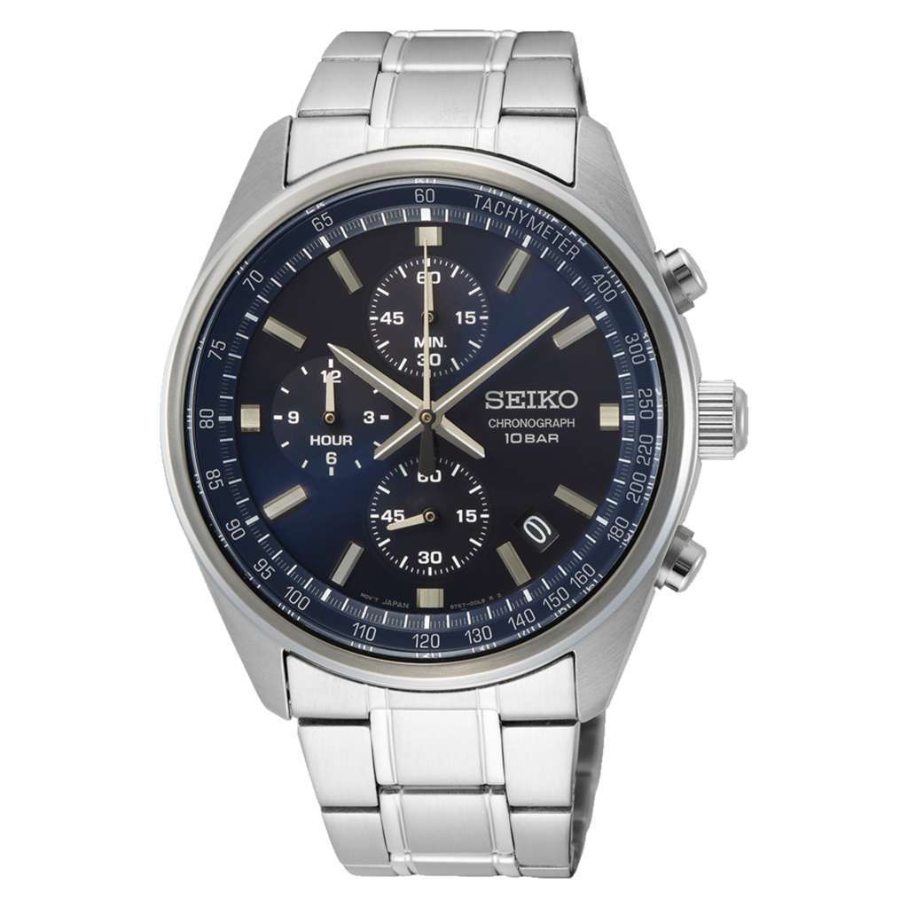 SEIKO SSB377P1 Original Jam Tangan Pria Chronograph Blue Dial Stainless Steel Quartz 100M Garansi Re