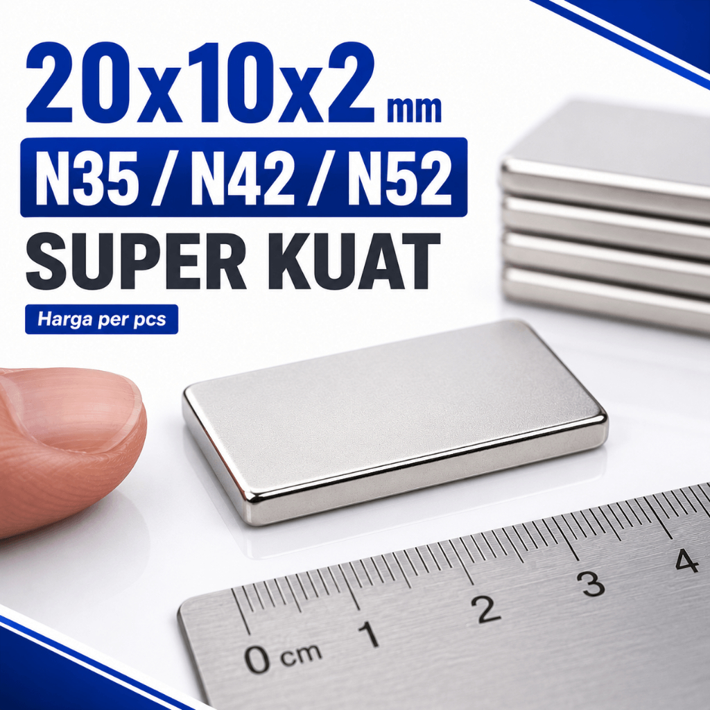Magnet Neodymium Kotak 20x10x2 mm N35/N42/N52 Super Kuat