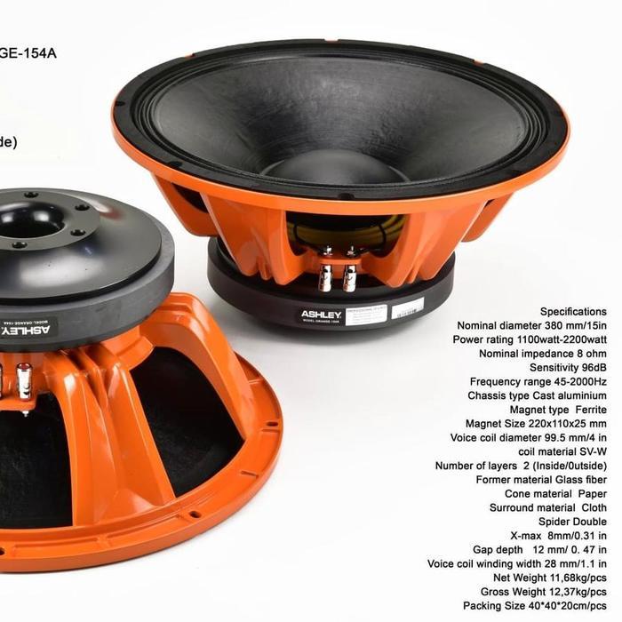 Speaker komponen ashley ORANGE 154A 15inch ORIGINAL