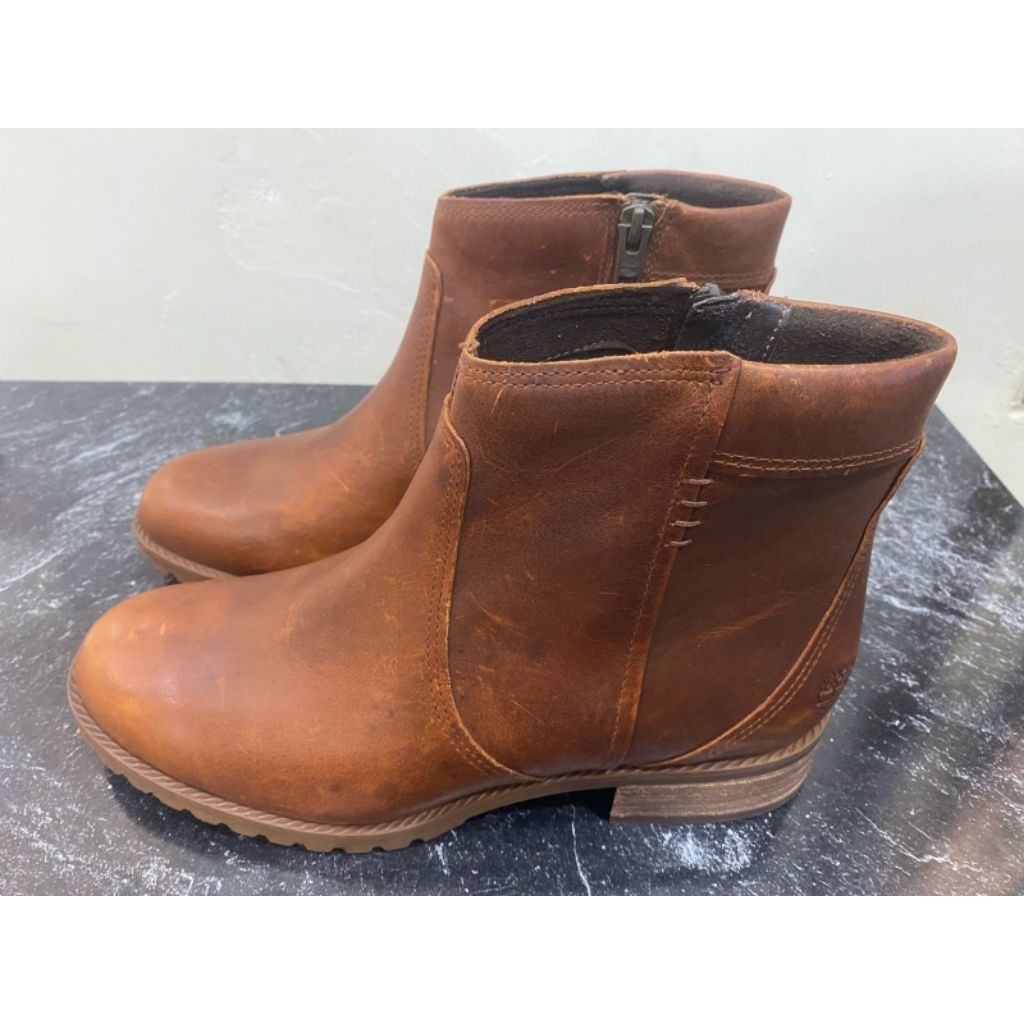 TIMBERLAND Gripstick - sepatu boot bahan kulit, warna cokelat, size 39 insole 24,5-25 cm, women's Ba