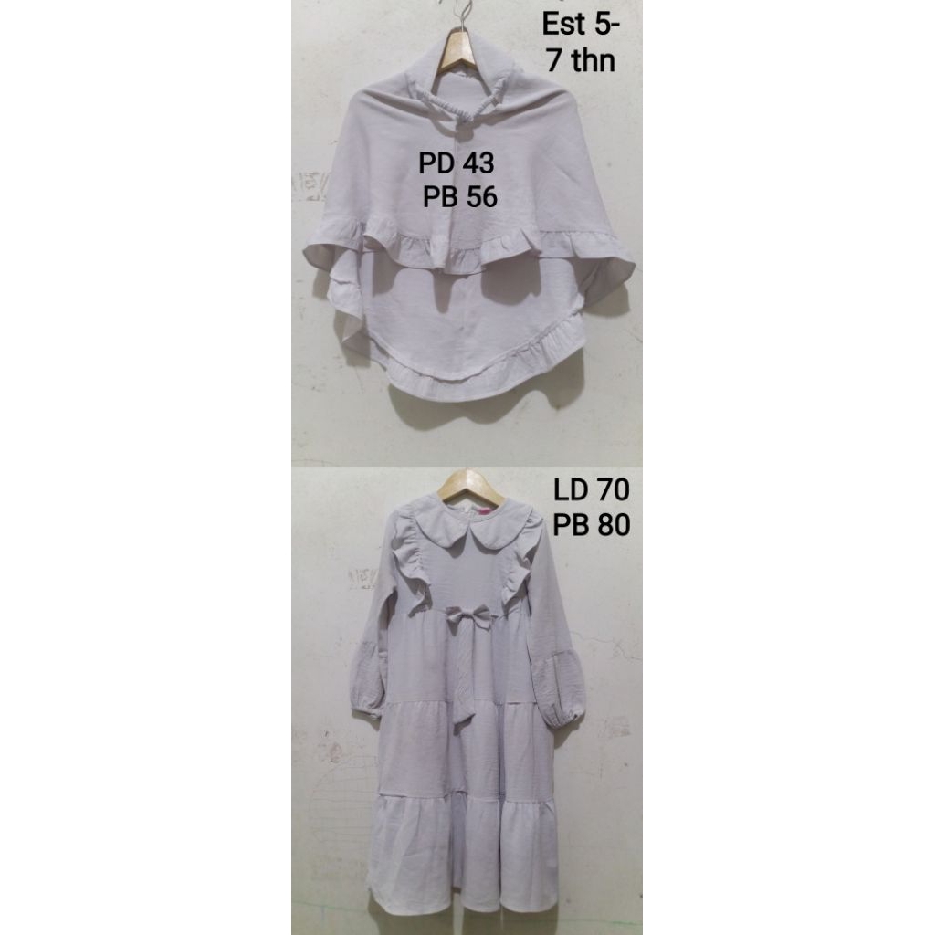 preloved gamis putih anak set khimar