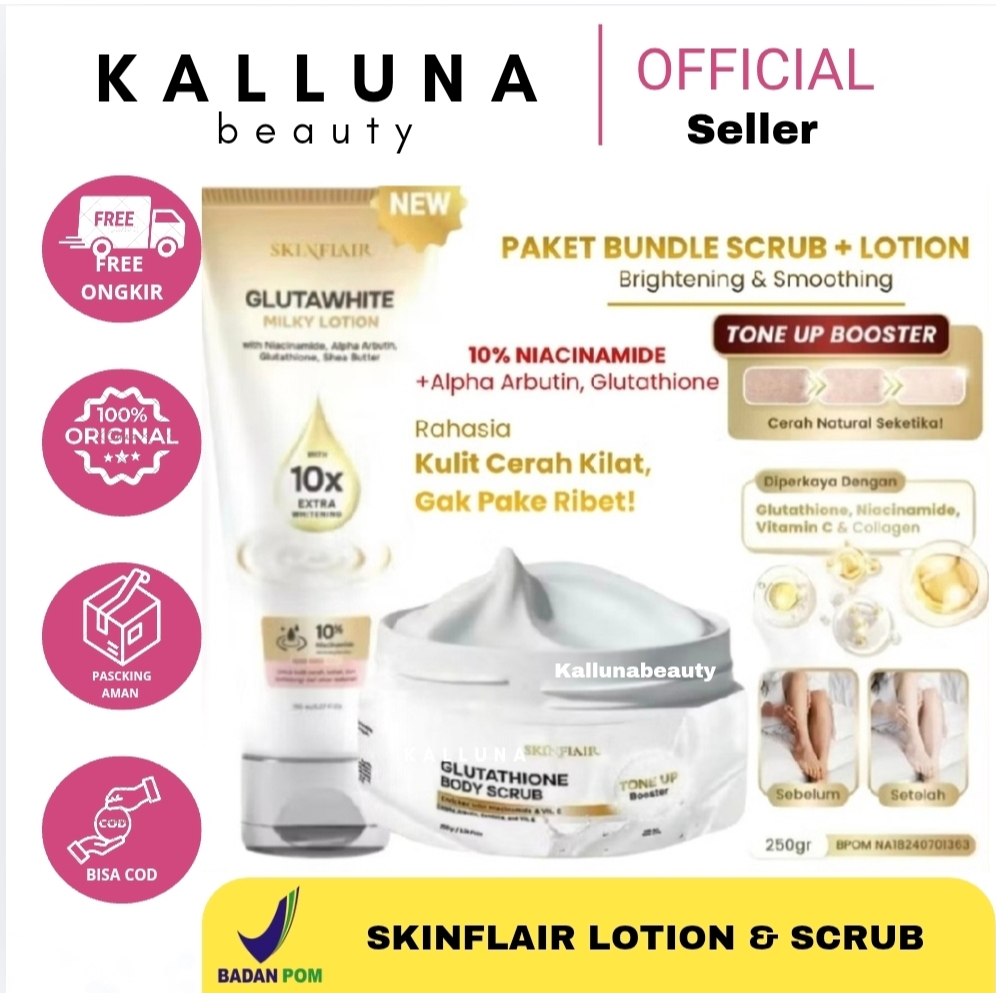 SKINFLAIR WHITE GLOW PERFECT MASK POWDER - MASKER WHITENING GLOWING - SKINFLAIR LOTION GLUTAWHITE