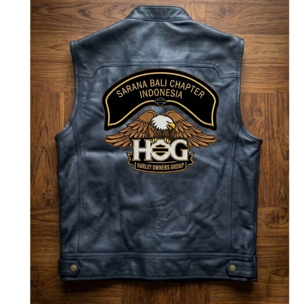 ROMPI kulit HOG MOTOR KULIT SAPI ASLI VEST BIKER TOURING HARLEY DAVIDSON