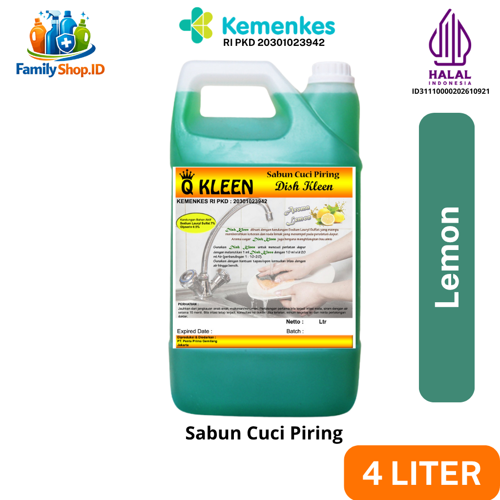 Q KLEEN Sabun Cuci Piring 4 Liter Aroma Lemon