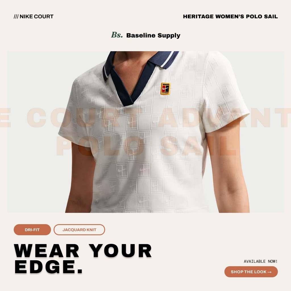 NKCT Nike Court Heritage Tennis Women Polo - Sail