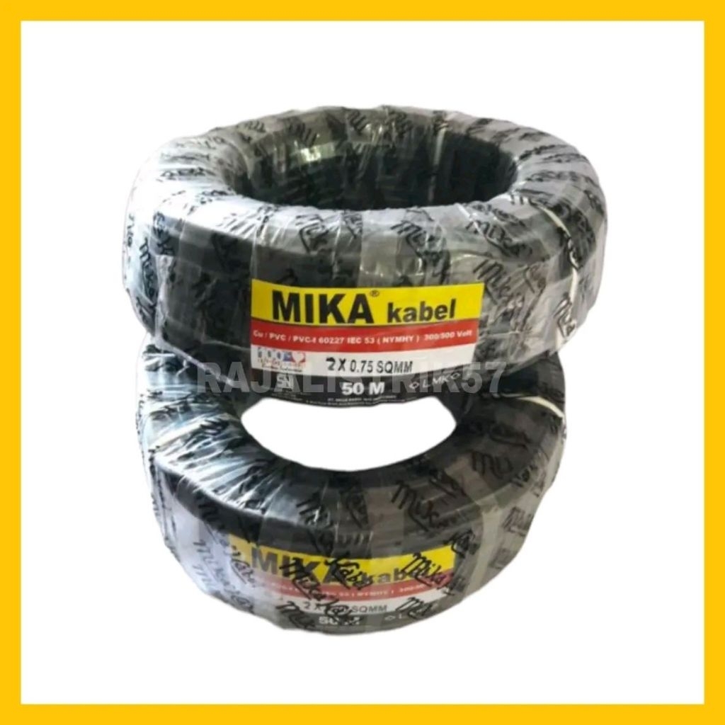 Ecer Kabel Cabel NYMHY Serabut 2x1.5 dan 2x0.75 Serabut Hitam Mika Ecer