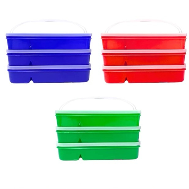 1Pcs Rantang Katering Catering Segi Kotak Sekat 5 Plastik Warna Hijau Merah Biru Awet Kuat Murah Teb