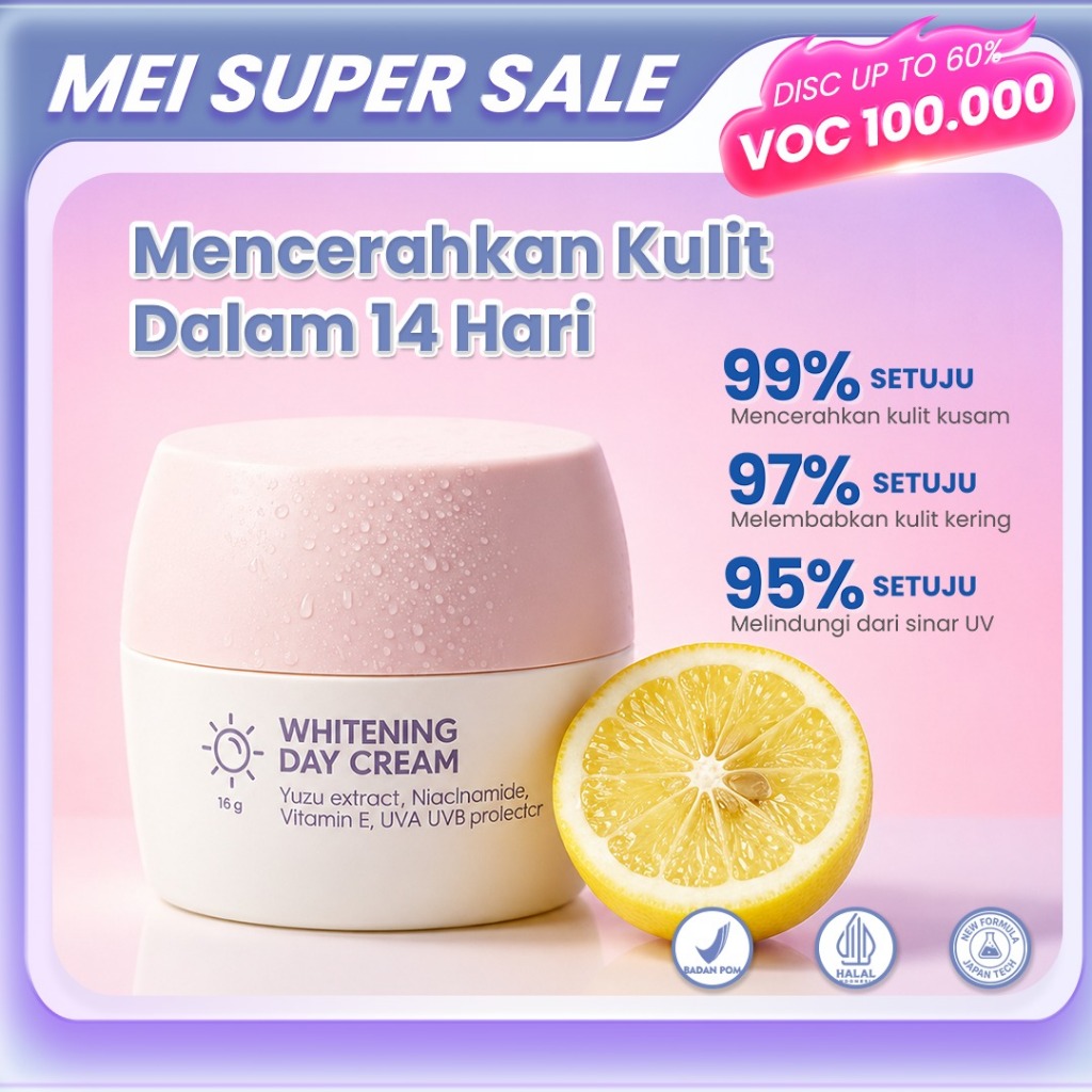 TZUYU SKINCARE Whitening Day Cream Moisturizer Krim Niacinamide Vit C Mencerahkan Wajah 15gr BPOM