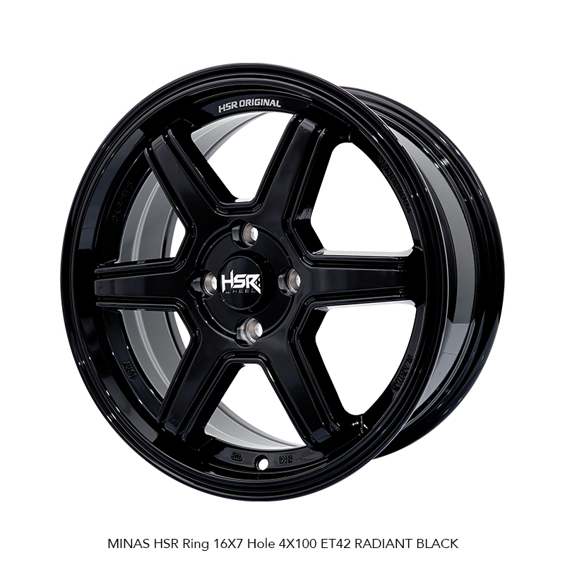 VELG MOBIL R16 HSR MINAS HSR R16X7 H4x100 ET42 RADIANT BLACK 4 PCS VELG