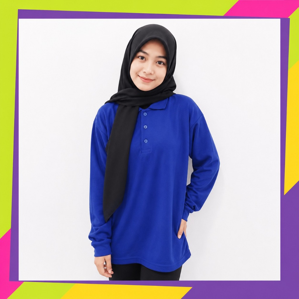 kaos KERAH ABG LENGAN PANJANG - kaos hijab ABG - kaos anak remaja lengan panjang - polo hijab