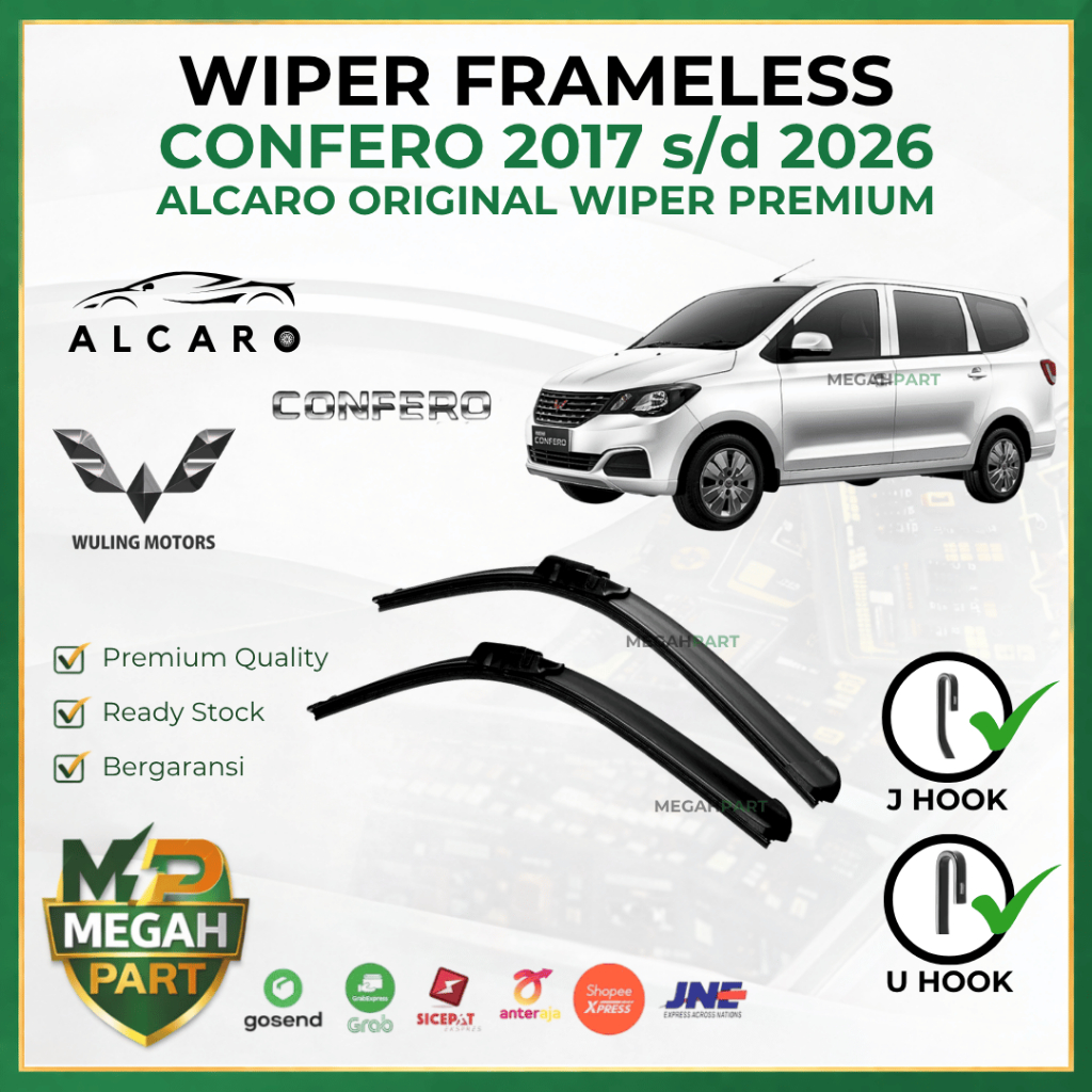 Wiper Frameless CONFERO 2017 s/d 2026 Original Alcaro - Sapu Kaca Wuling CONFERO - Wiper Wuling CONF