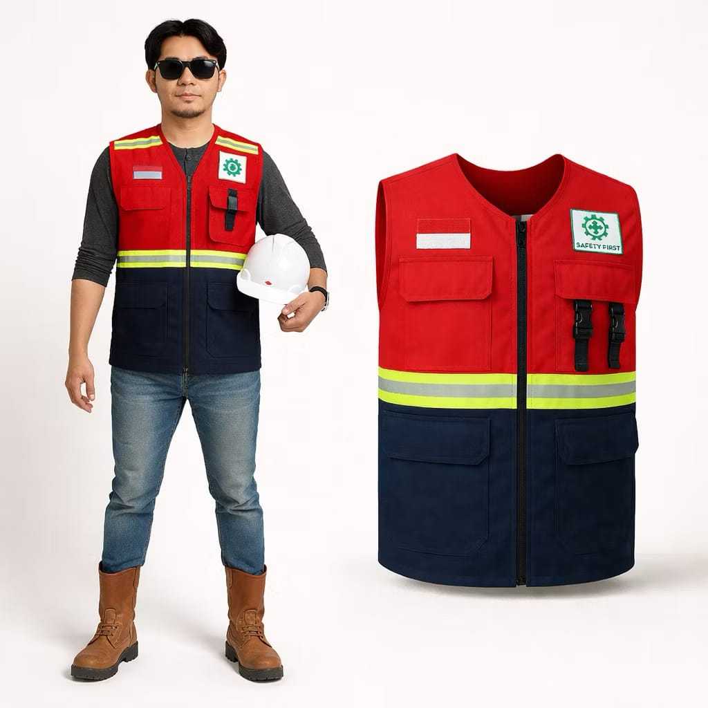 Rompi K3 | Rompi Safety First | Rompi Safety Kerja Reflektif Tebal | Rompi Tambang | Rompi Safety PL