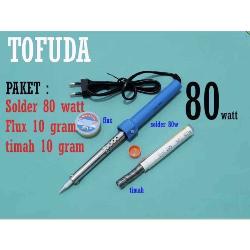 solder listrik 80w tofuda ( solder80w + timah + flux ) 80 watt