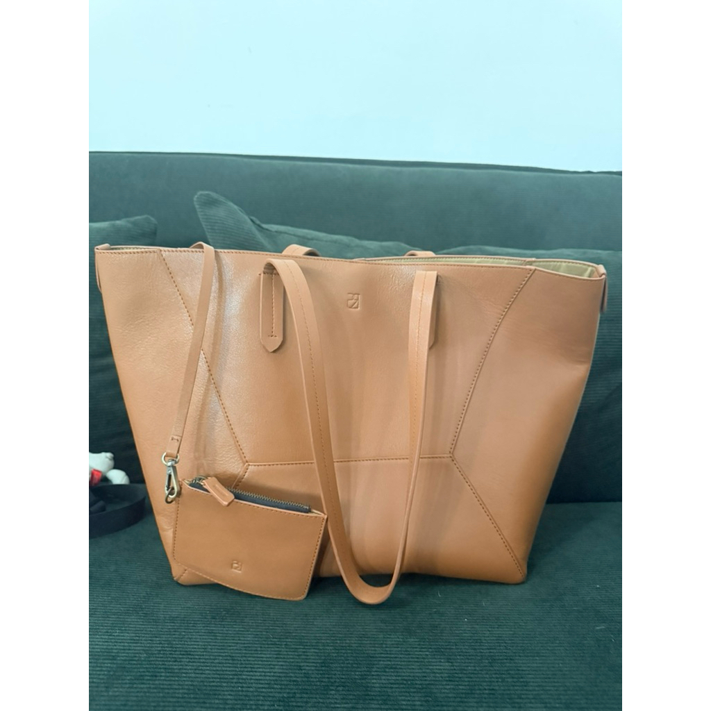 Purott1 Two Way Tote Bag Camel (fit laptop) PRELOVED