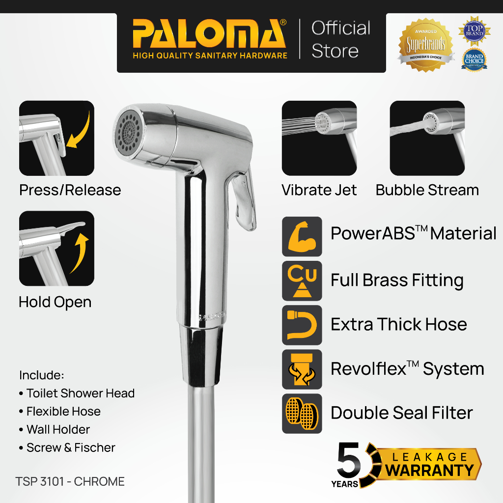 PALOMA TSP 3101 Toilet Shower Jet Washer Jet Shower Bidet Spray Semprotan Cebok Bilas Kloset Closet 