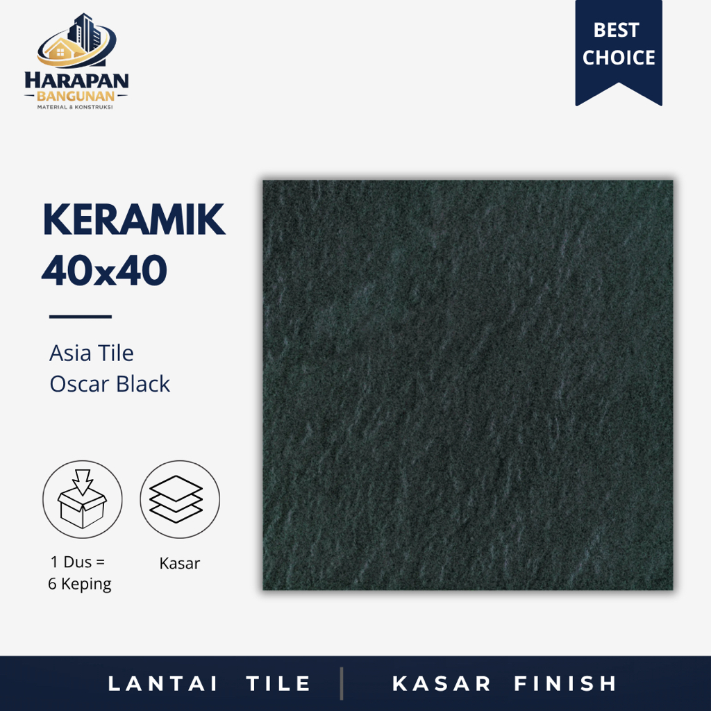 Keramik Lantai 40x40 Asia Tile Oscar Black Hitam Kasar 40 x 40