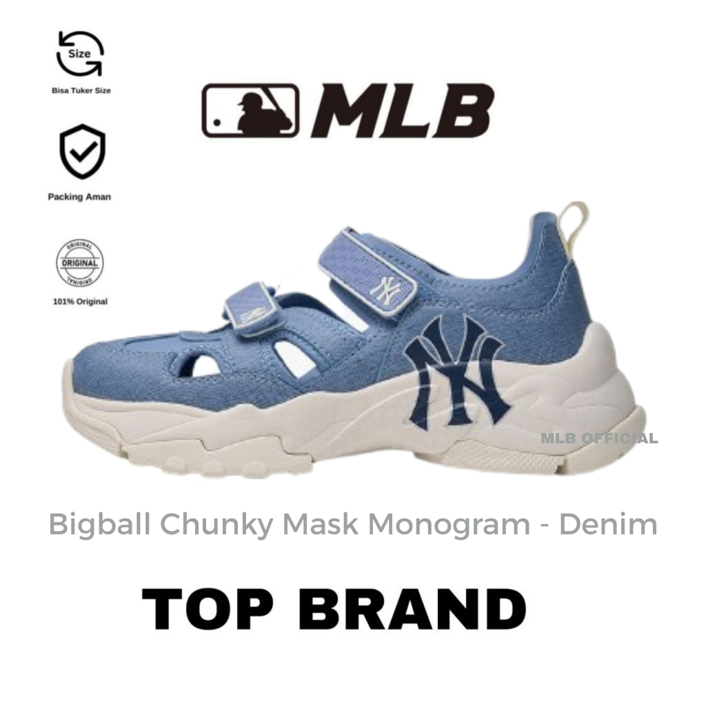 MLB Bigball Chunky Mask Monogram Denim Sandals Original