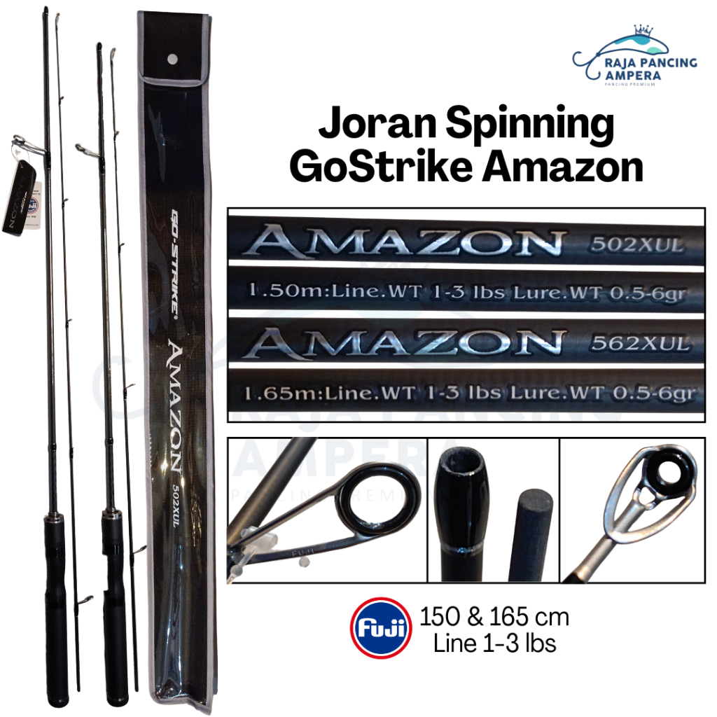 Joran Spinning Casting Go Strike Amazon Stik Pancing XUL Lentur Solid Carbon Ring Fuji