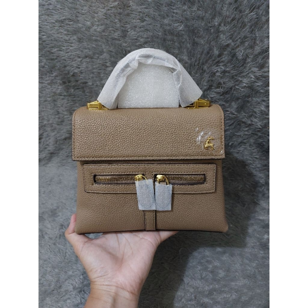 Exclusive Madelyn - Seoul Mini in Khaki by Madelyn Bag | Tas Pesta Kondangan | Tas Logo Rusa
