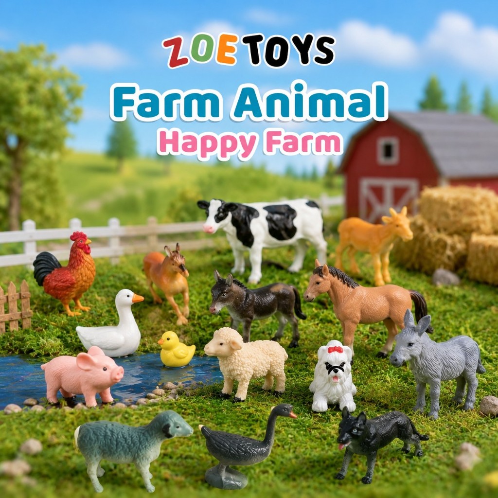 Zoetoys Farm Animal 1 set 12 pcs | Small Figurine Animal Toobs lookalike Mainan Edukasi Anak