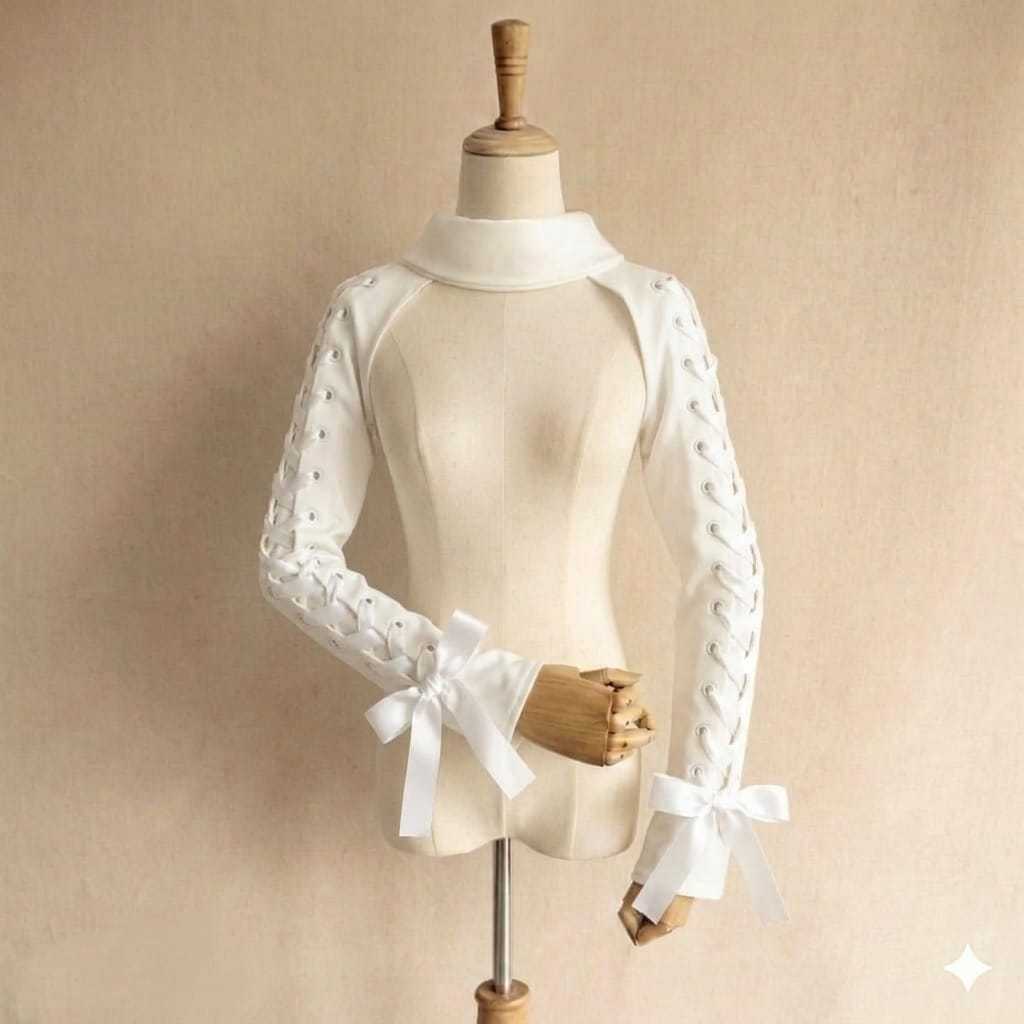 Izah Kemeja wanita lengan panjang silk gothic croptop bow
