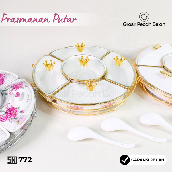 Fiorenza Prasmanan Putar Keramik Premium Kitchenware Wadah Saji Aesthetic 772