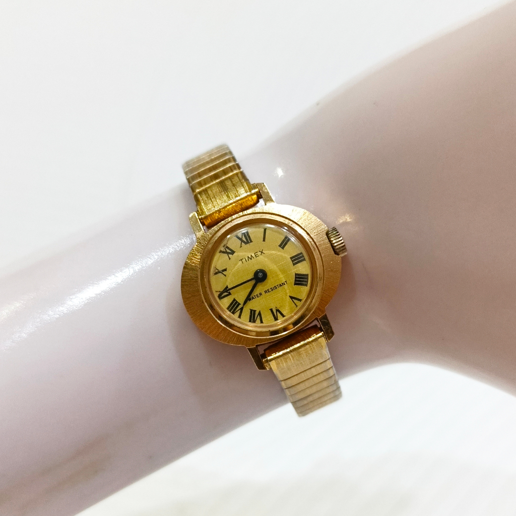 Jam Tangan Timex Vintage 60s Collection Gold Plated Manual Winding Watch Wanita Perempuan Antik Kuno