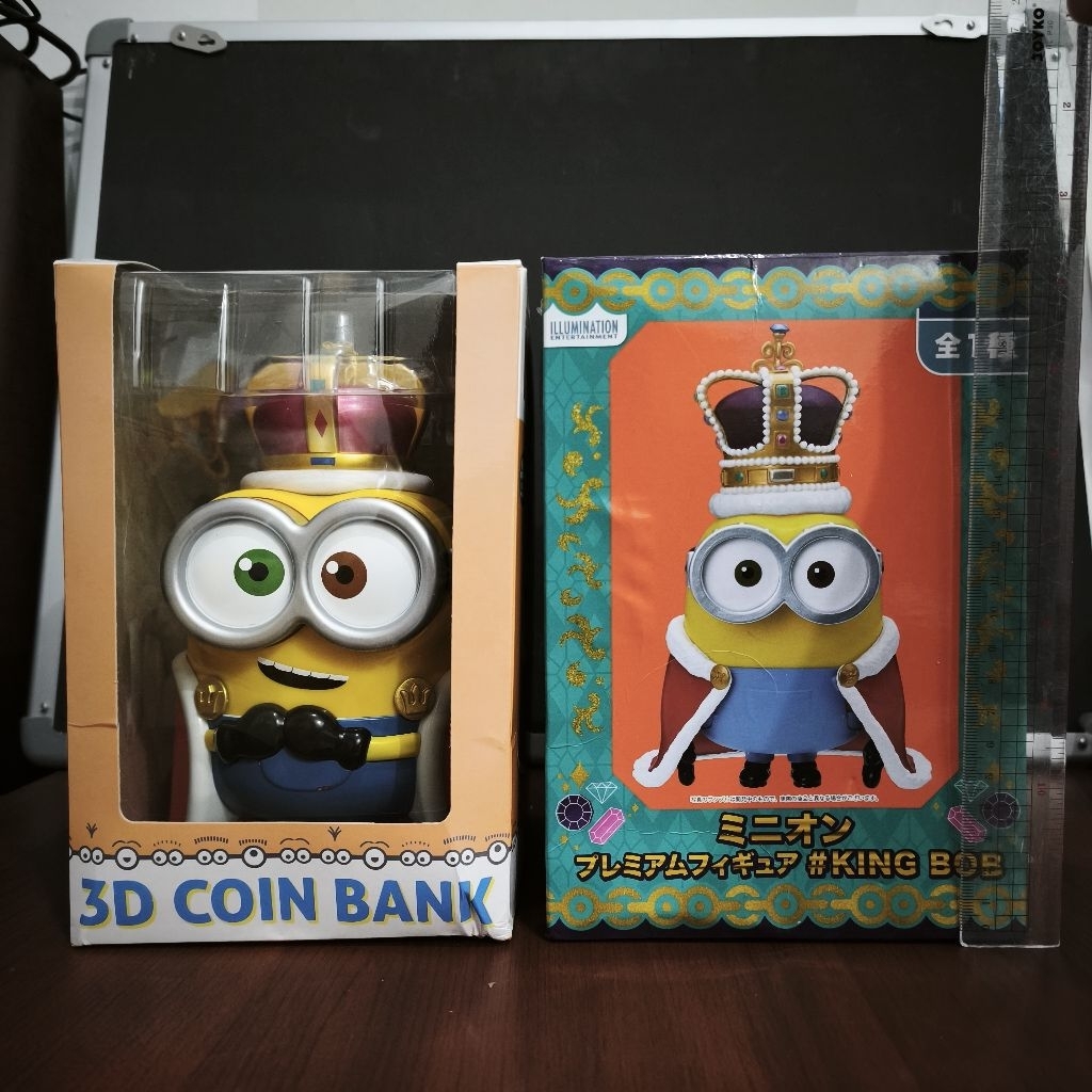 Minion King BOB Piggy Bank & Figure Original Japan