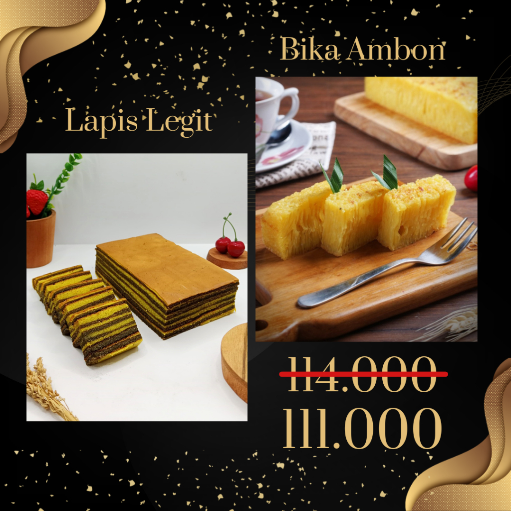 Paket 2 Box Kue Tradisional Kue Lapis Legit Bika Ambon Khas Medan