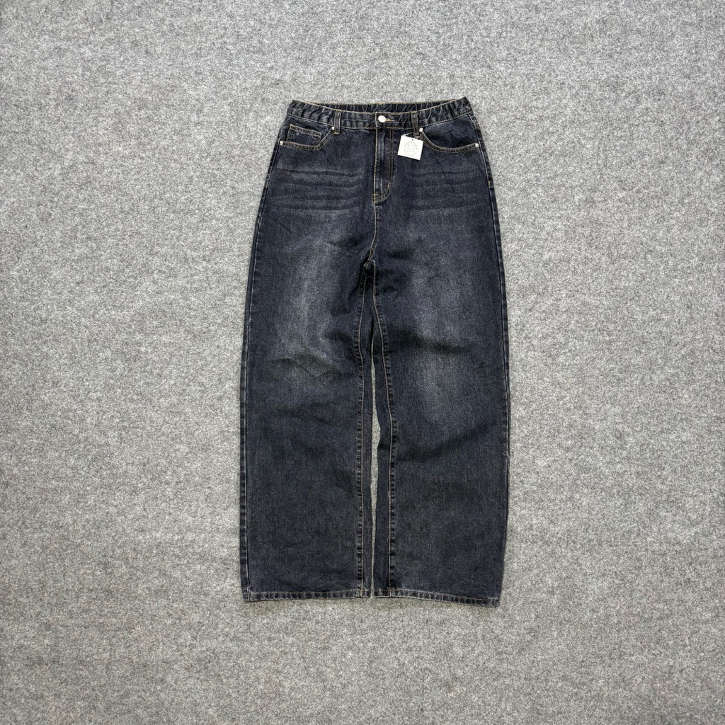 DENIM BAGGY JEANS BLACK WASHED