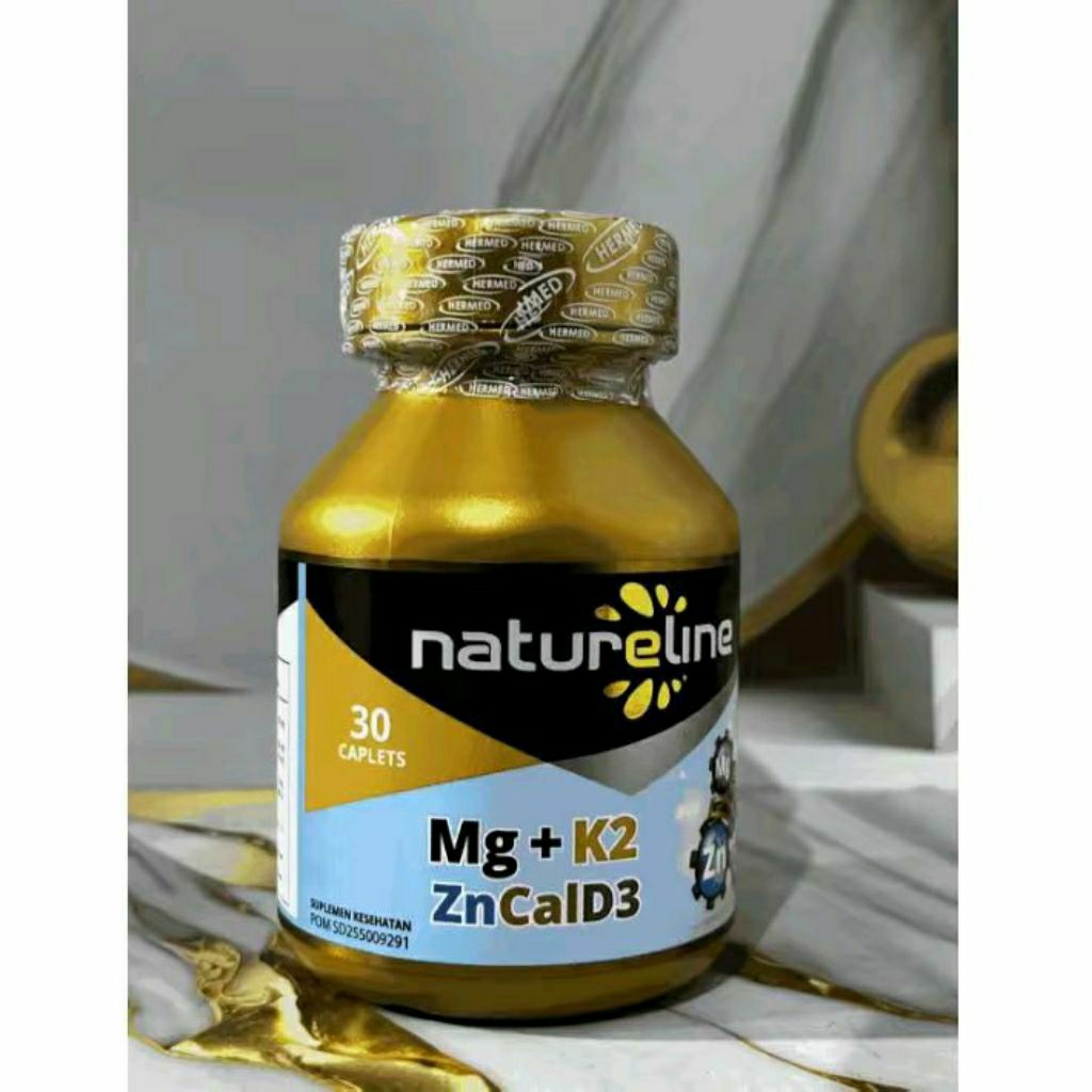 Natureline Mg + K2 ZnCalD3 60 Caplets Suplemen Kesehatan Dengan Magnesium Kalsium Dan Zinc