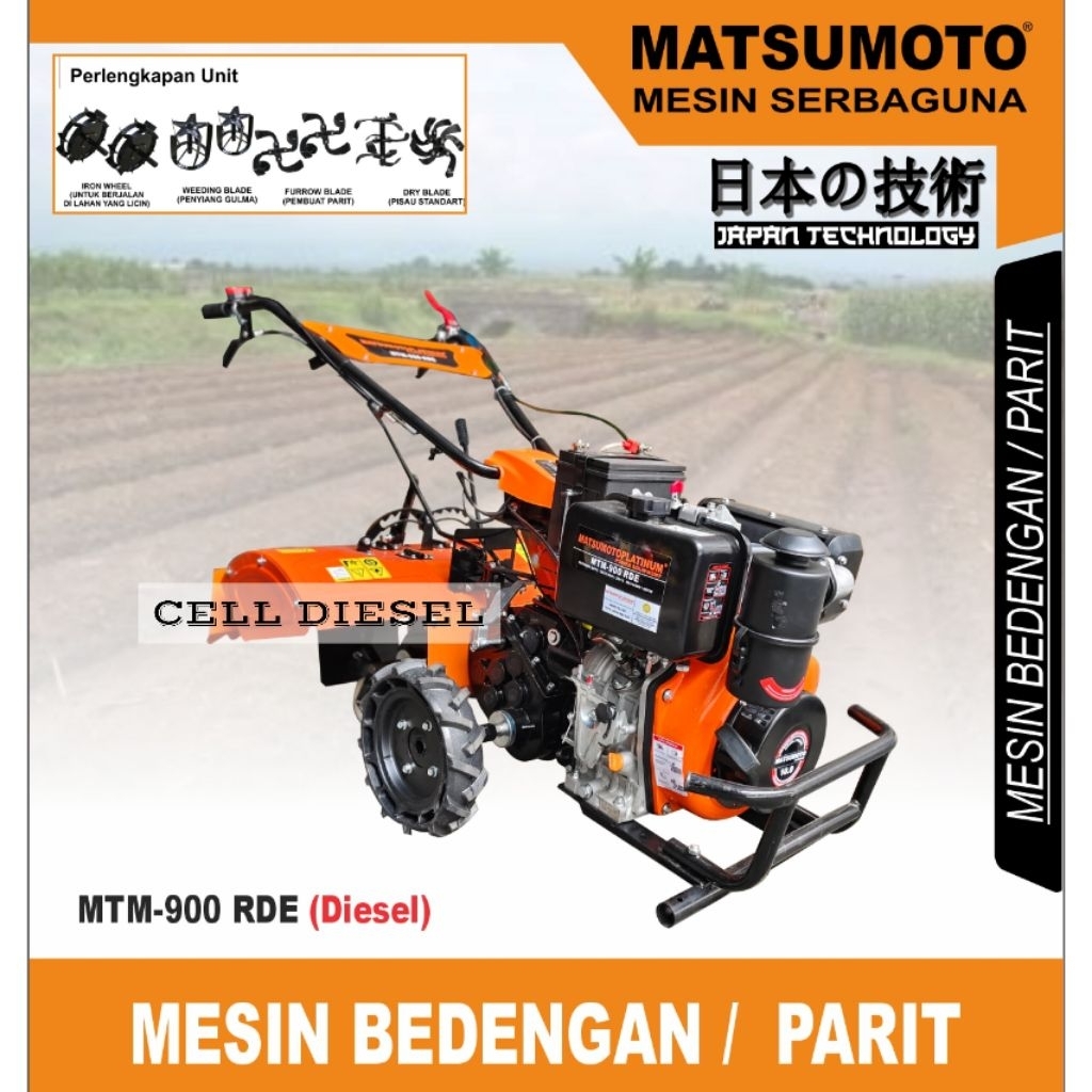 Mesin Traktor Diesel Bedengan / Parit MATSUMOTO MTM 900 RDE