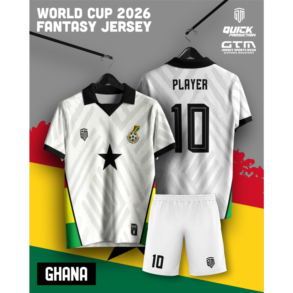 Jersey Fantasy Ghana Kerah Retro - Free Custom Design