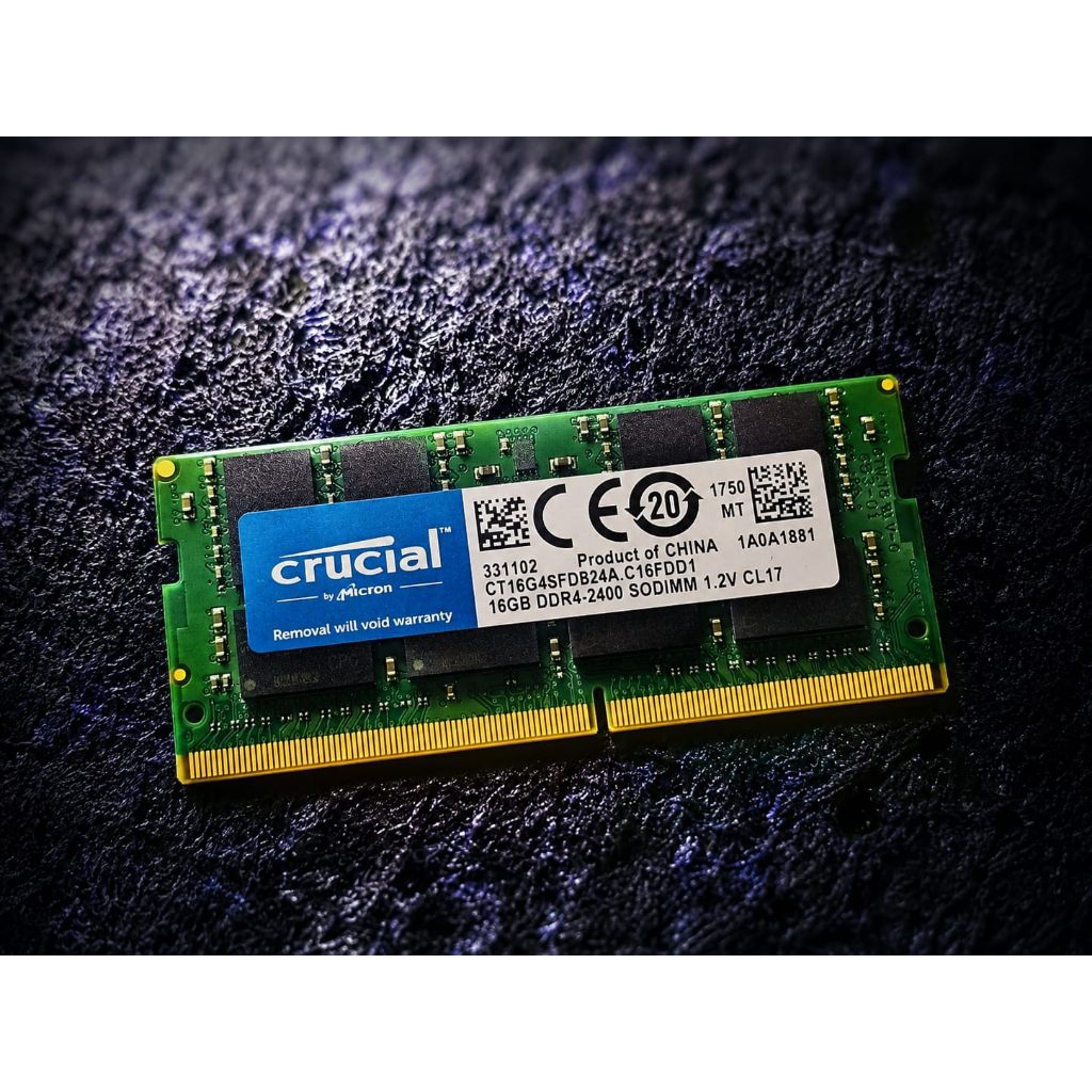Crucial RAM Laptop 16GB DDR4 2400MHz SODIMM PC4-19200 Original Micron Bekas Pakai