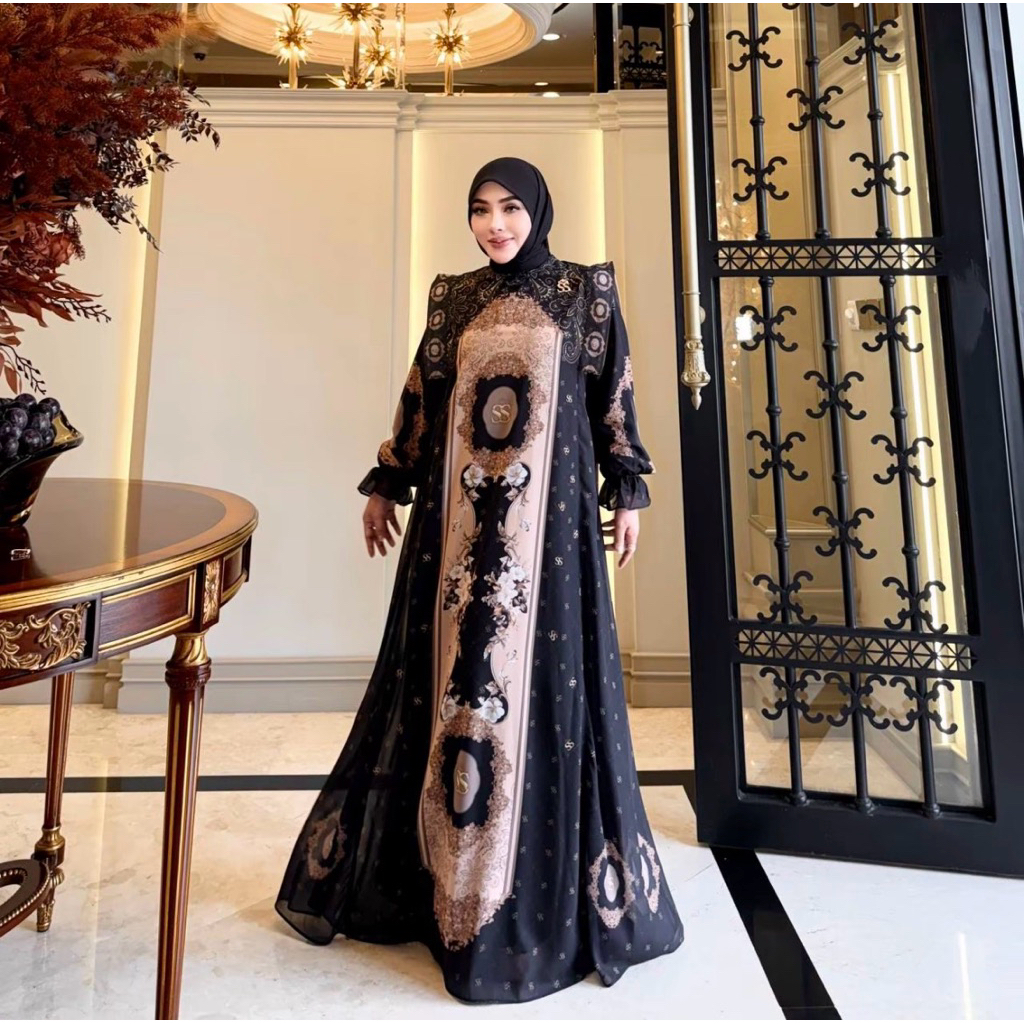 Dress Hitam mewah Shella Saukia Original