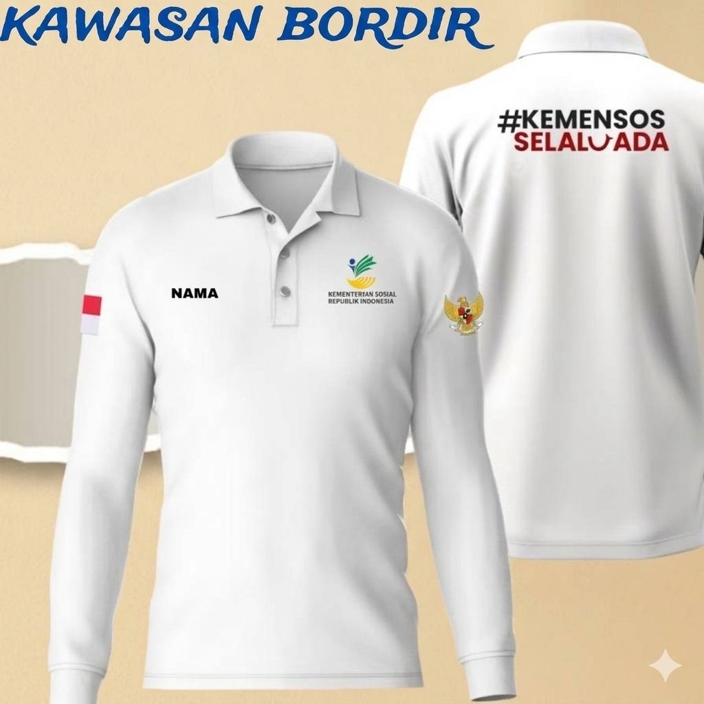Terbaru polo shirt Kemensos kaos kemensos seragam Kemensos baju Kemensos full bordir..