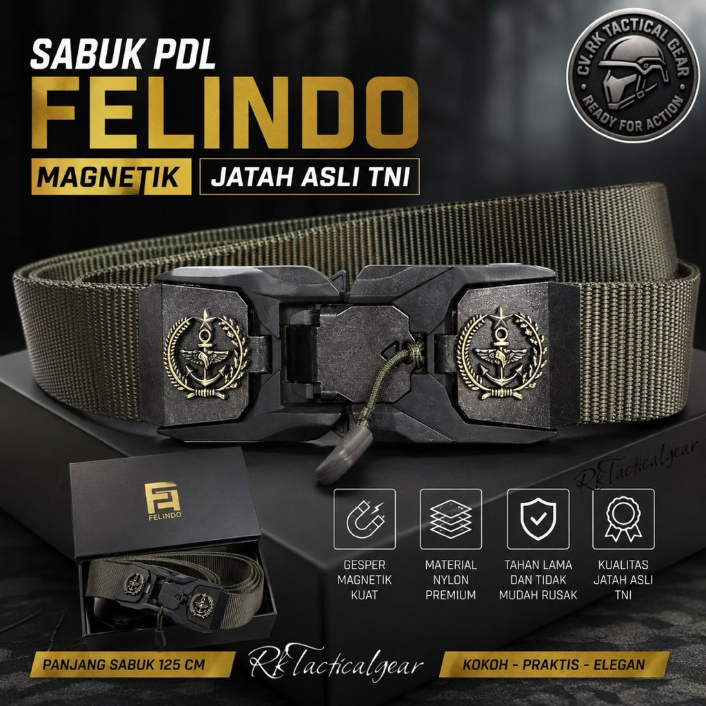 SABUK PDL MAGNETIK PT. FELINDO JATAH ASLI TNI / SABUK PDL TACTICAL Eksklusif TNI AD AU AL MABES TNI