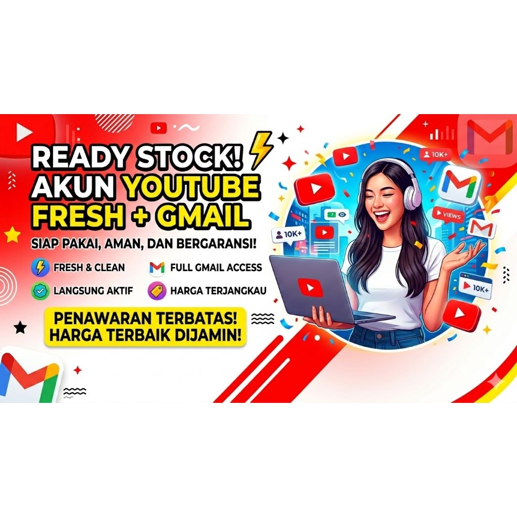ACCOUNT YOUTUBE FRESH + GMAIL