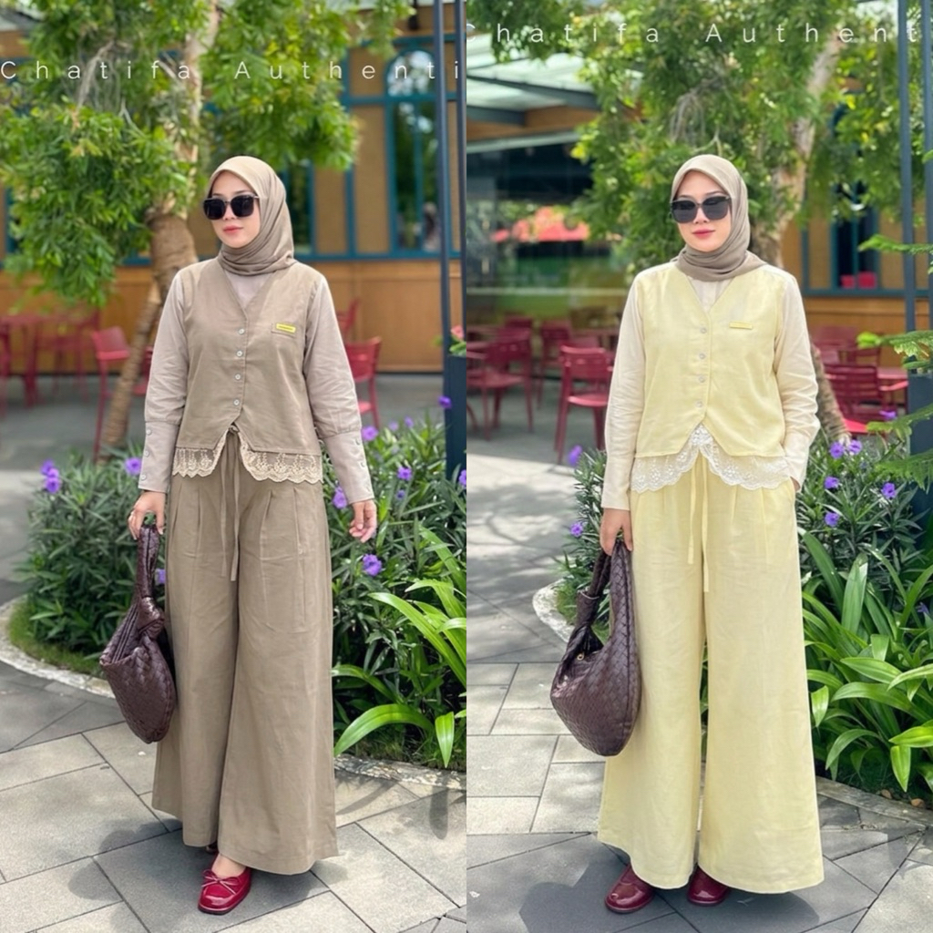 CHATIFA Authentic | Setelan ZIYYA | Setelan Kulot Sablon | Wudhu Friendly | Setelan Tunik | Original
