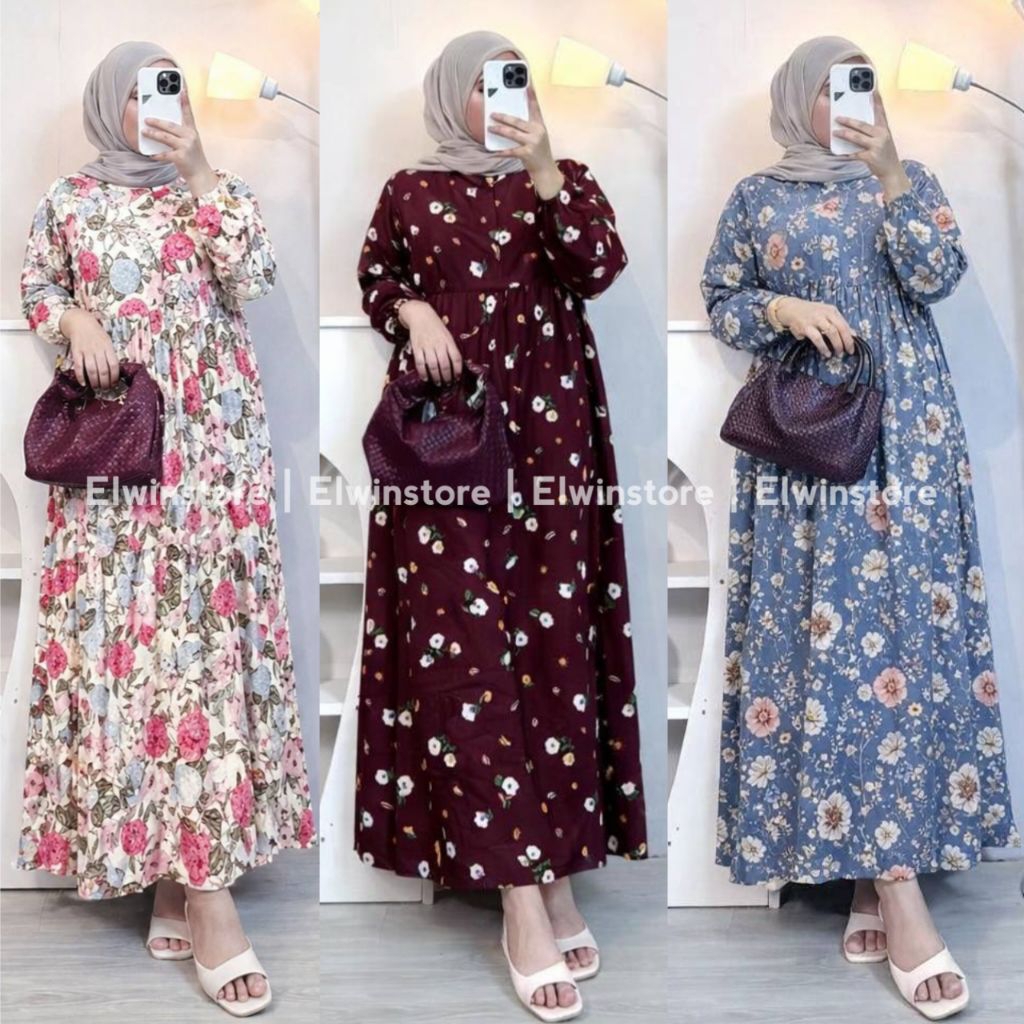 Mahalini Midi dress rayon viscose premium terbaru kekinian busui friendly kekinian - Midi dress Maha
