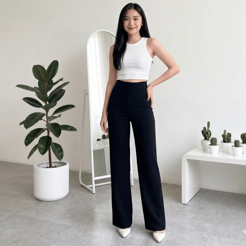 celana kulot wanita highwaist knit - kulot highwaist loose pants - cozie knit pants celana highwaist